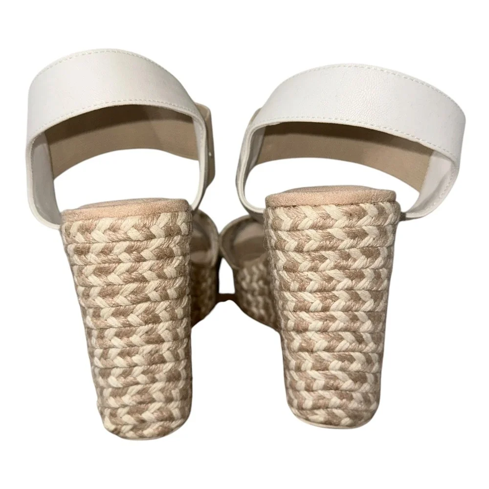 MIA Espadrille Wedge Sandals Ivory Elastic Strap Womens 11 NEW